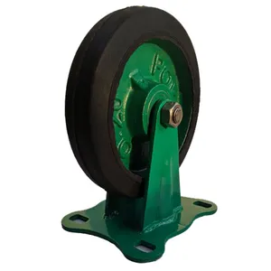 چرخ صنعتی طرح کفی‌دار طرح چدن با پایه آهن ثابت لاستیکی قطر چرخ 20