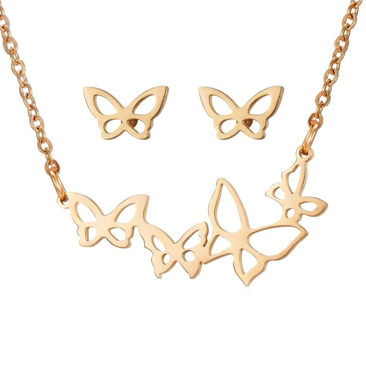 نیم ست طلا 18 عیار زنانه مدل پروانه -  - 3