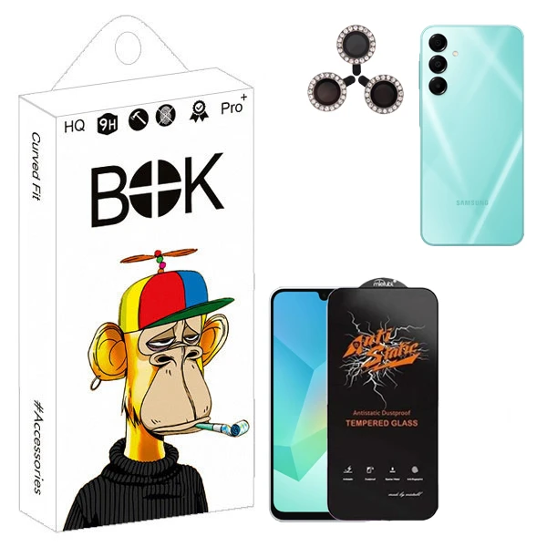 محافظ صفحه نمایش بوک مدل Antistatic Guard مناسب برای گوشی موبایل سامسونگ Galaxy A16 به همراه محافظ لنز