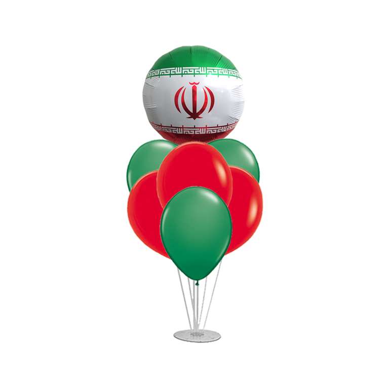 بادکنک سورتک مدل پرچم ایران مجموعه 7 عددی به همراه استند بادکنک 