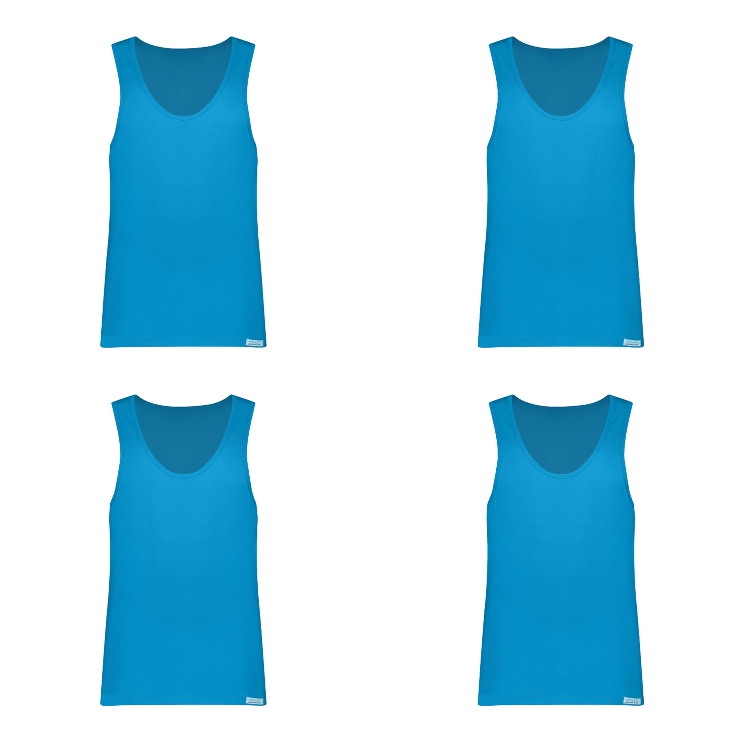 زیرپوش رکابی مردانه برهان تن پوش مدل 3-01 رنگ آبی فیروزه ای بسته 4 عددی
