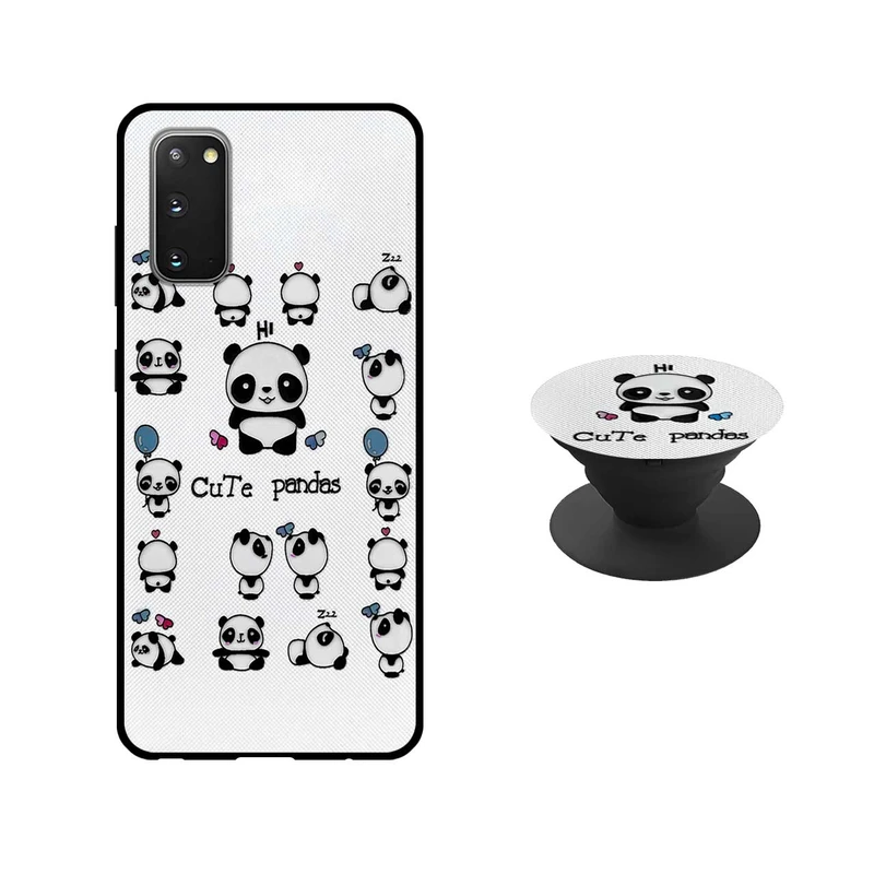 کاور دکین مدل Rikki طرح Panda مناسب برای گوشی موبایل سامسونگ Galaxy S20 به همراه پایه نگهدارنده