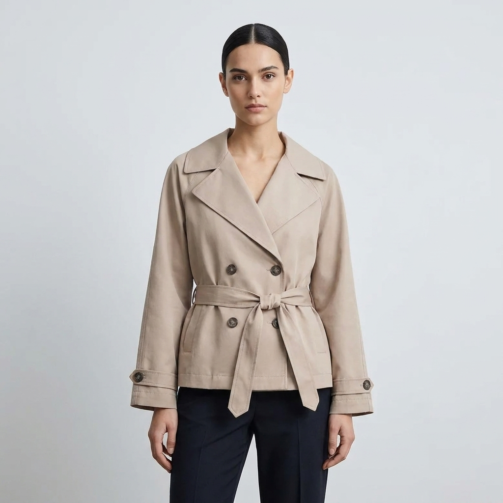 بارانی زنانه استرادیواریوس مدل Short Trench Coat 2026