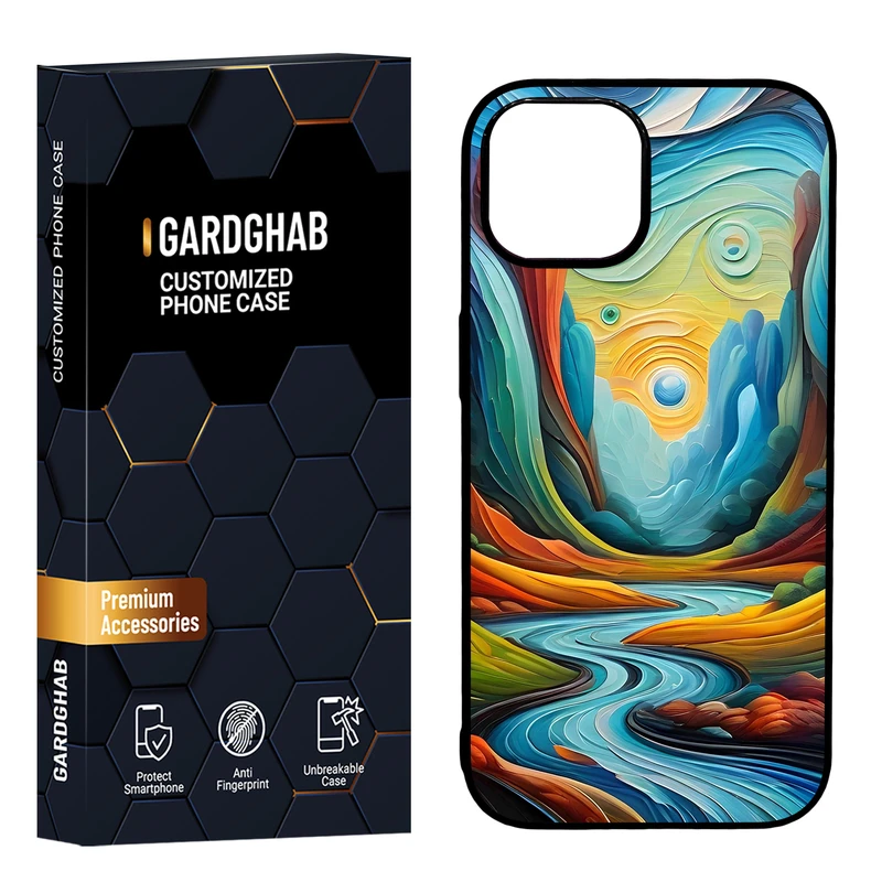 کاور گارد قاب مدل دور ژله ای پشت گلس هنری مناسب برای گوشی موبایل اپل iPhone 15 