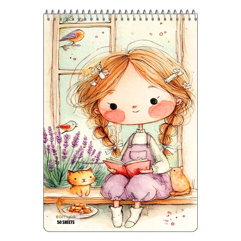 دفتر نقاشی 50 برگ سیمی کارنیکا طرح دخترانه کیوت Girly Cute کد 57019