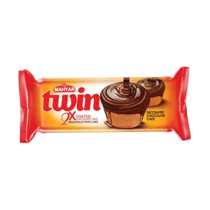 کیک دوقلو وانیلی با روکش شکلات مهیار - 70 گرم بسته 24 عددی