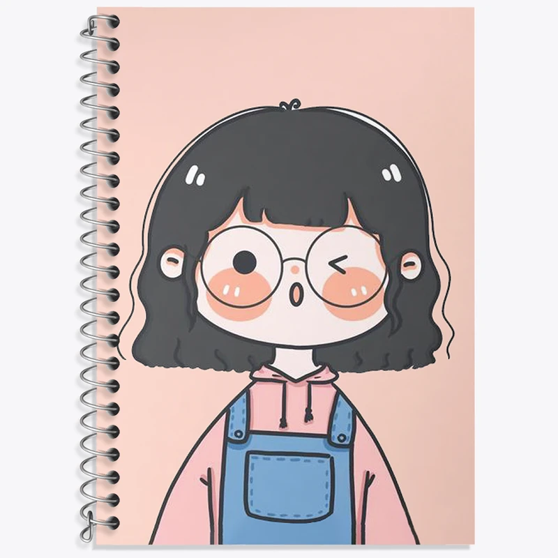 دفتر زبان 50 برگ خندالو مدل سه خط طرح دخترانه کیوت کد N2175