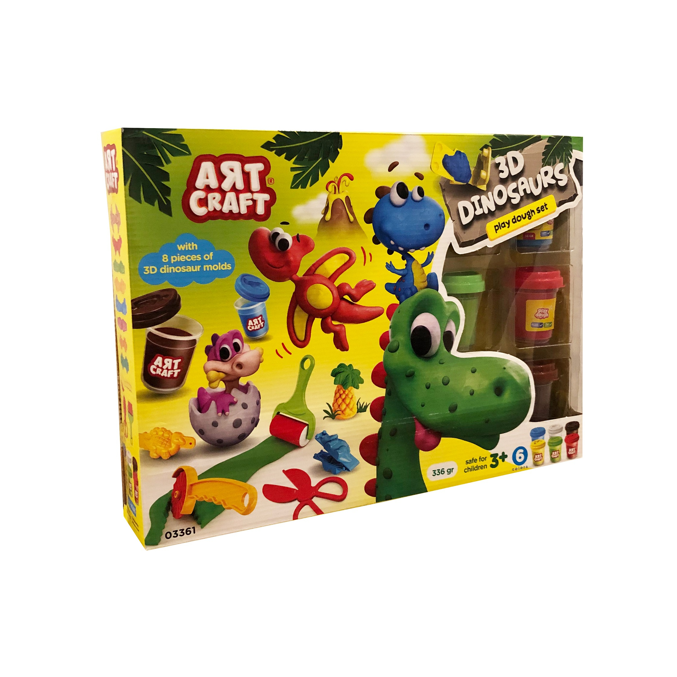 خمیر بازی مدل 3D Dino Play Dough Set کد 03361 مجموعه 17 عددی