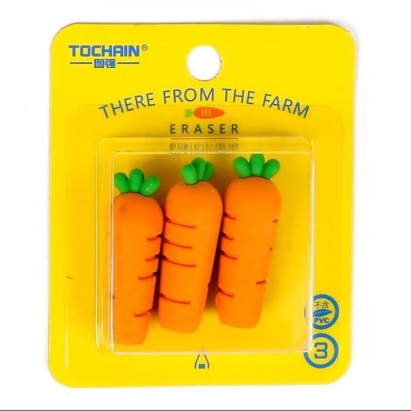 پاک کن مدل سرمدادی طرح هویج مجموعه 3 عددی