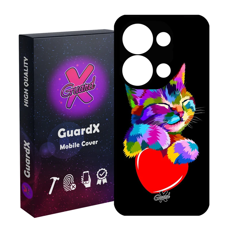 کاور گارد ایکس طرح گربه مدل Glass10269 مناسب برای گوشی موبایل شیائومی Poco X6 5G / Note 13 Pro 5G