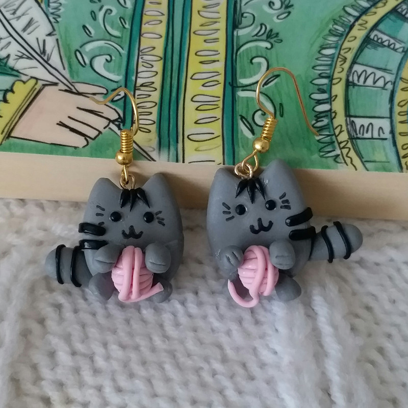 گوشواره دخترانه مدل گربه بازیگوش E1032