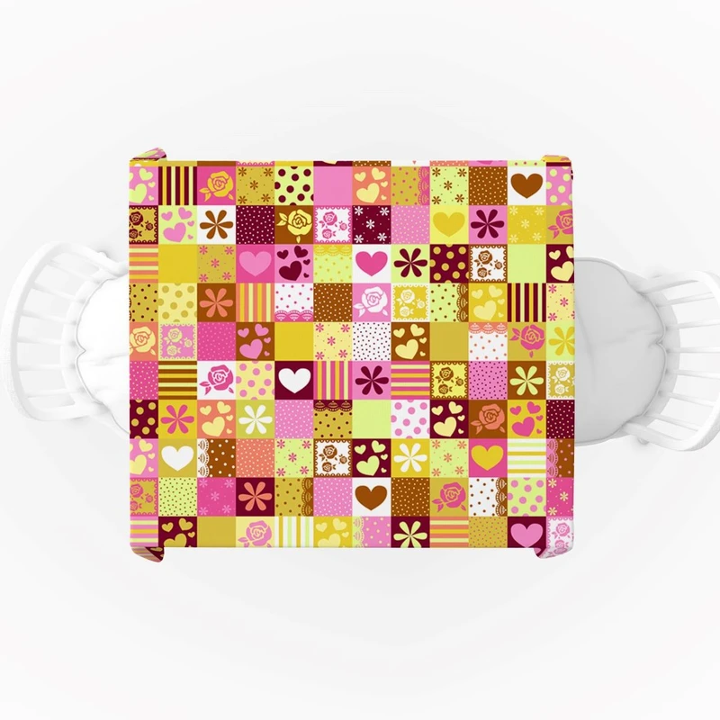 رومیزی مدل مربع طرح قلبی رنگی کد 11034