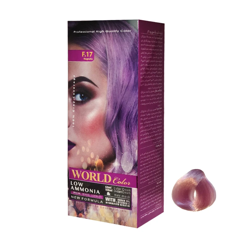 کیت رنگ مو ورد کالر شماره F.17 حجم 60 میلی لیتر رنگ یاسی