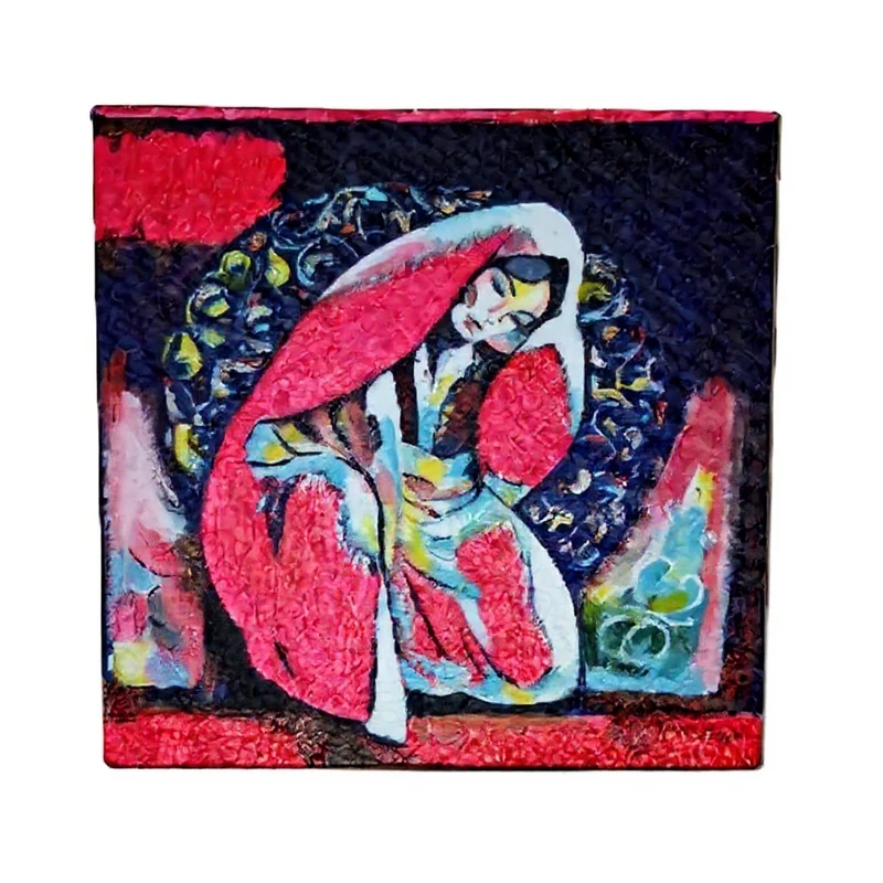 تابلو نقاشی رنگ روغن به سبک انتزاعی طرح پناه سرخ
