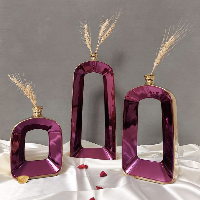 گلدان دکوری مدل مینوس مجموعه 3 عددی