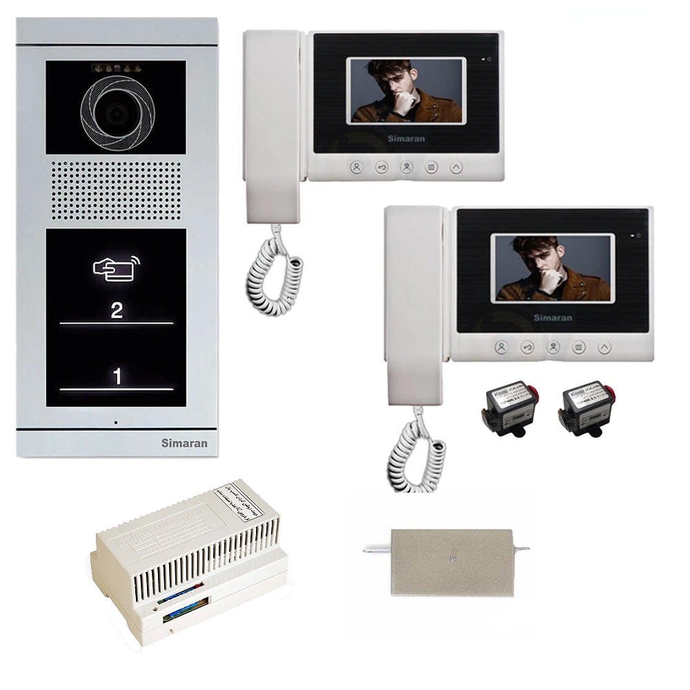 مجموعه دربازکن تصویری سیماران مدل 43hs-vfbt2 دو طبقه به همراه محافظ ولتاژ مانیتور