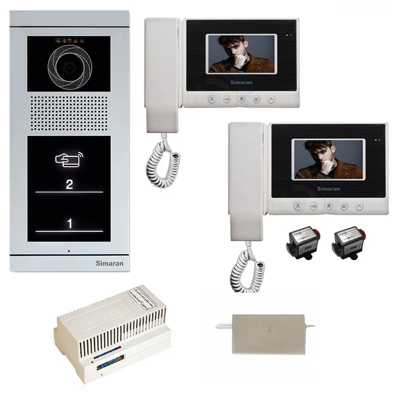 عکس شماره 2 : مجموعه دربازکن تصویری سیماران مدل 43hs-vfbt2 دو طبقه به همراه محافظ ولتاژ مانیتور