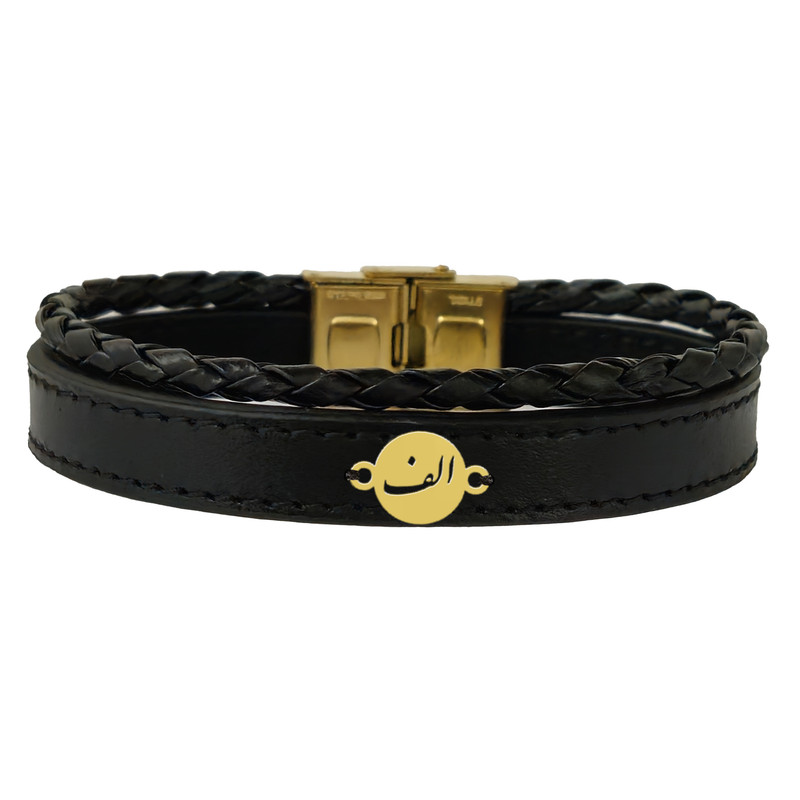 دستبند طلا 18 عیار مردانه لیردا مدل حرف الف