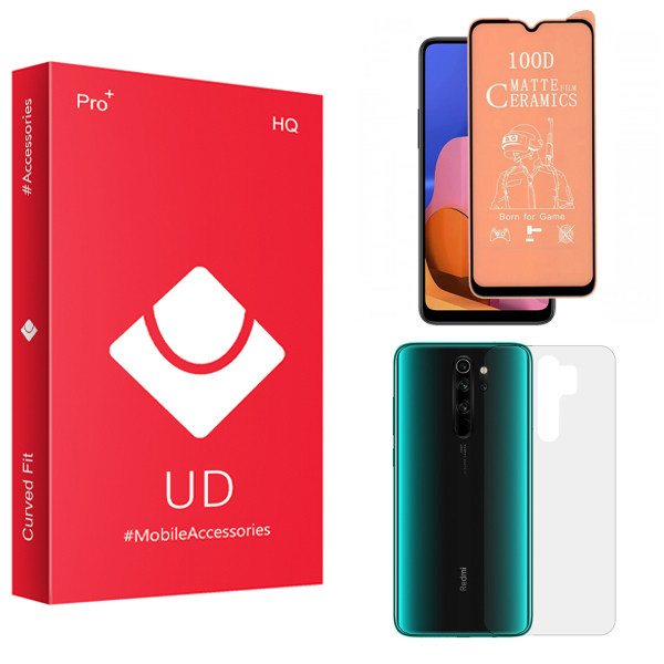 محافظ صفحه نمایش سرامیکی مات یو دی مدل HQ مناسب برای گوشی موبایل شیائومی Redmi Note 8 Pro به همراه محافظ پشت گوشی