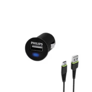 شارژر فندکی فیلیپس مدل DLP-2520U به همراه کابل تبدیل microUSB 