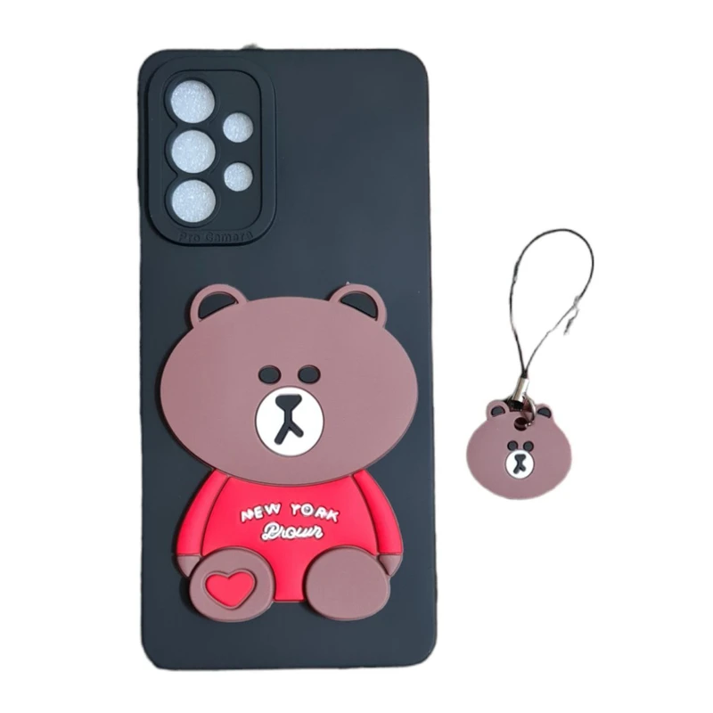 کاور مدل سیلیکونی طرح خرس کد 735 مناسب برای گوشی موبایل سامسونگ Galaxy A73 به همراه بند آویز