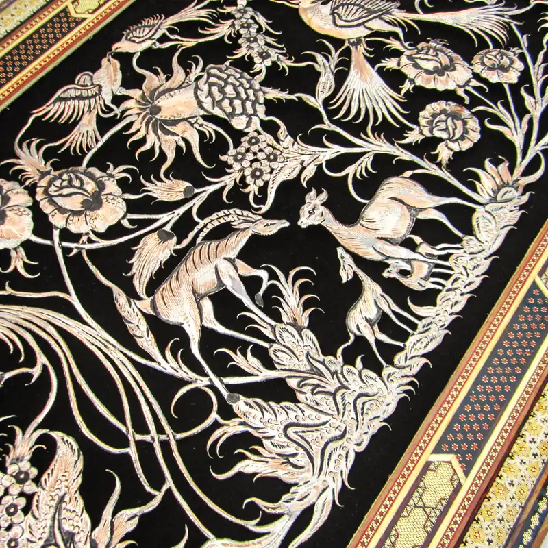 تابلو قلمزنی طرح گل و مرغ کد 10060-11