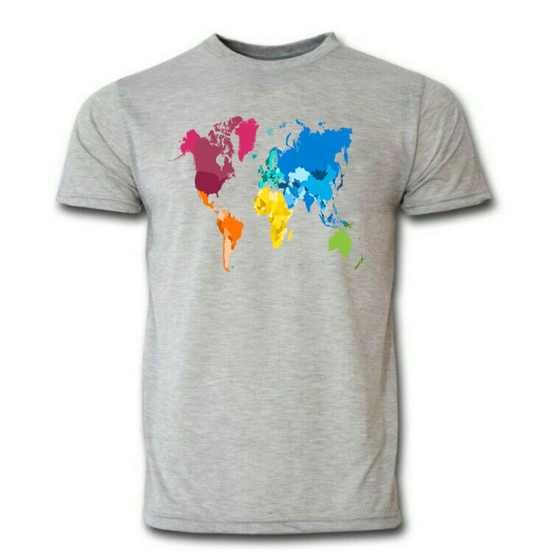 تیشرت آستین کوتاه مردانه طرح ورد مپ رنگ طوسی