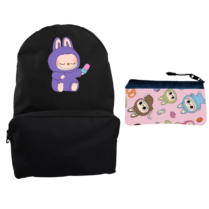 کوله پشتی مدرسه مدل عروسک لبوبو کد 33 به همراه جامدادی