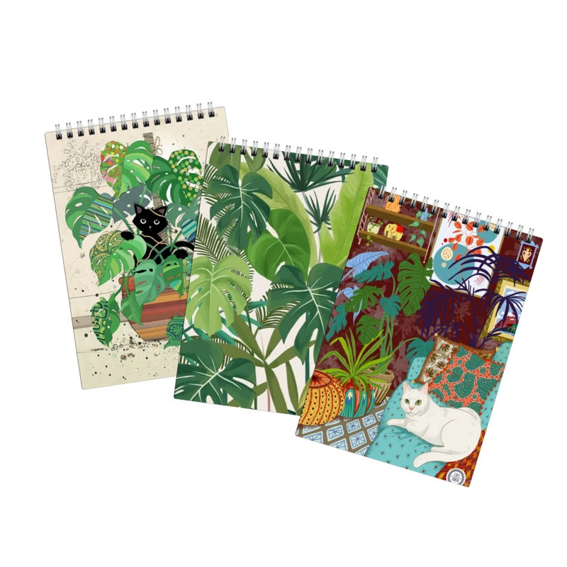 دفتر نقاشی 40 برگ لالالی لو طرح برگ انجیری و گربه کد 80 مجموعه 3 عددی