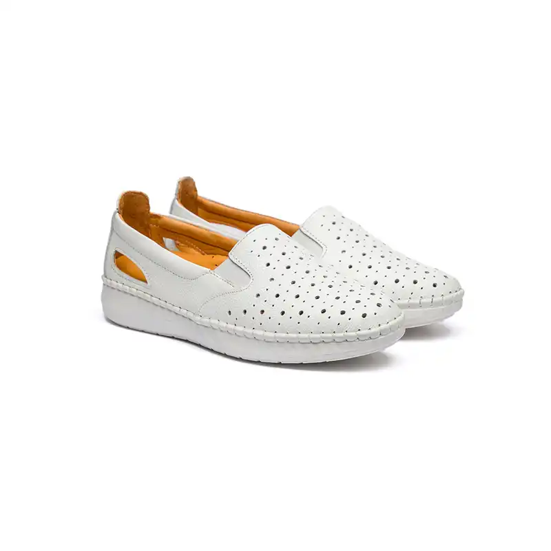 کفش روزمره زنانه مدل آنیس تابستانی تمام چرم رنگ سفید