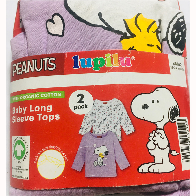 تی شرت آستین بلند دخترانه لوپیلو مدل PEANUTS مجموعه دو عددی
