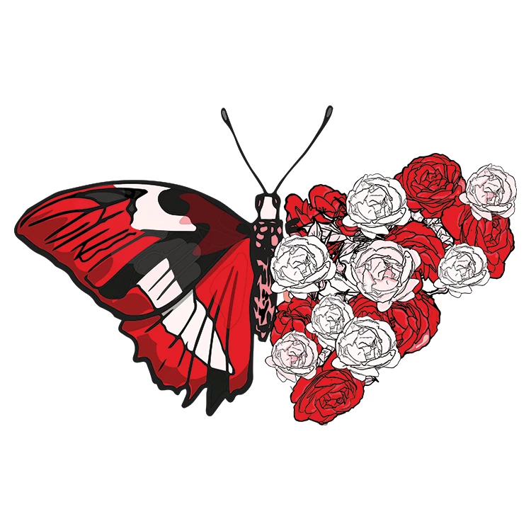 استیکر پارچه و لباس مدل دی تی اف طرح پروانه گل کد H15.200 مجموعه 4 عددی