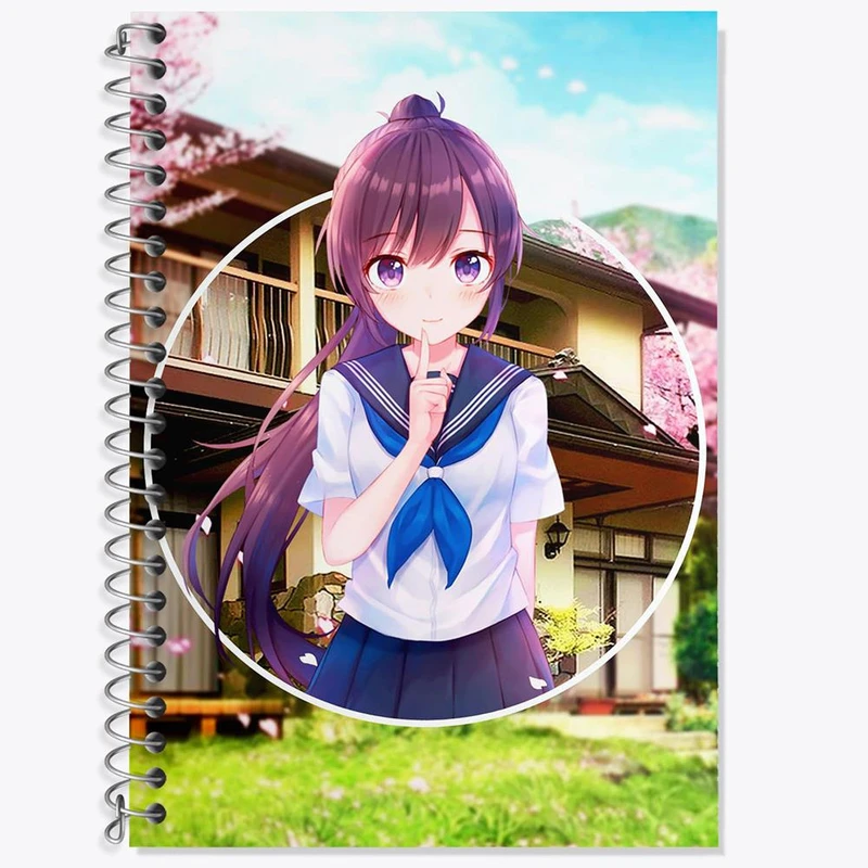 دفتر زبان 50 برگ خندالو مدل سه خط طرح دختر انیمه ای کد 18055