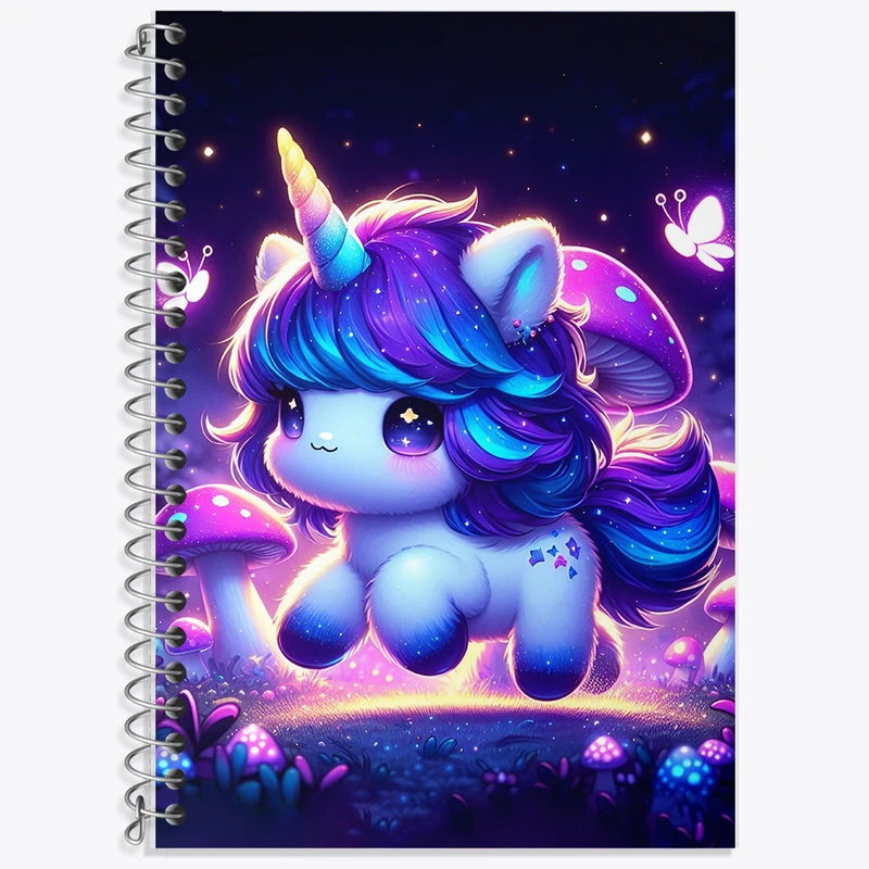 دفتر زبان 50 برگ خندالو مدل دو خط طرح اسب تک شاخ کیوت کد F5349