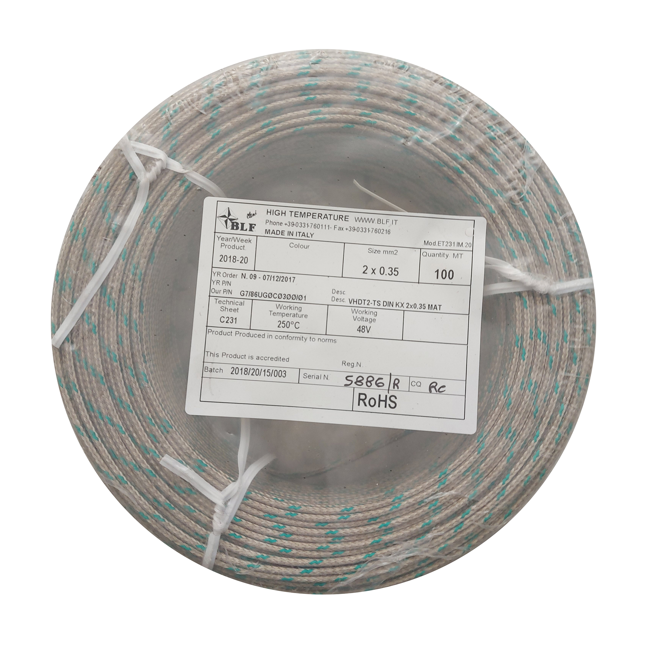 کابل ترموکوپل 2x0.35 بی ال اف مدل KX