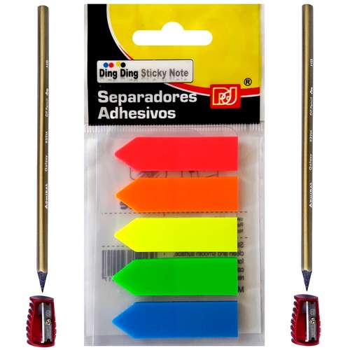 کاغذ یادداشت چسب دار کد 10 به همراه مداد و تراش مجموعه 4 عددی