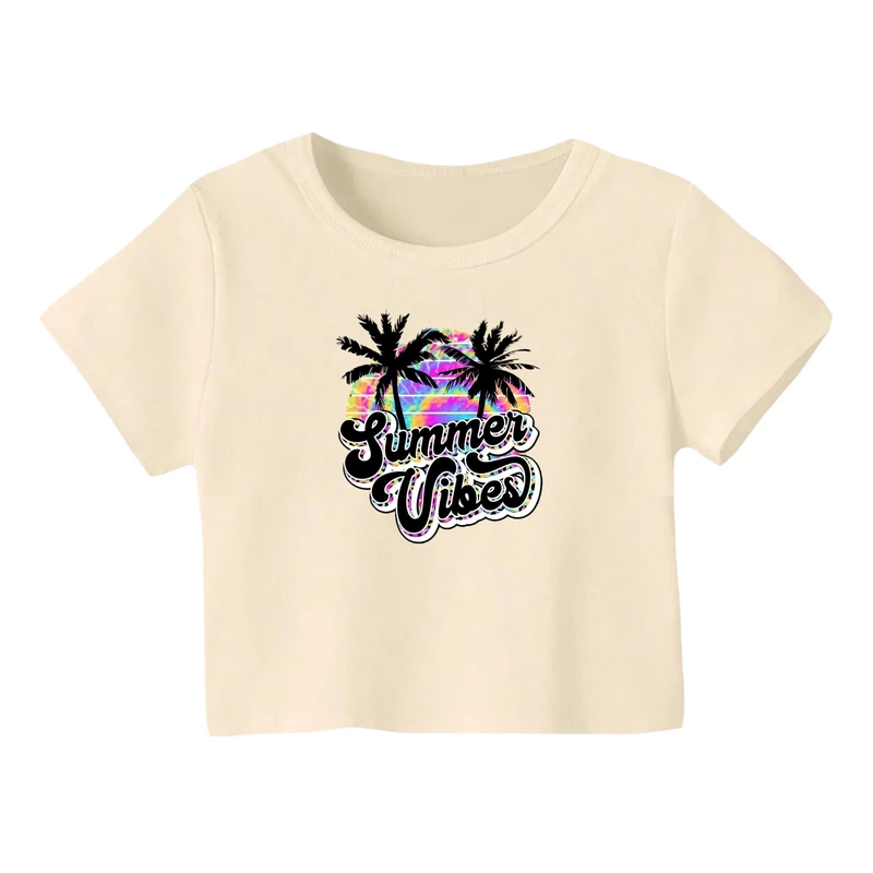 کراپ‌ تی‌شرت آستین کوتاه زنانه مدل نخل