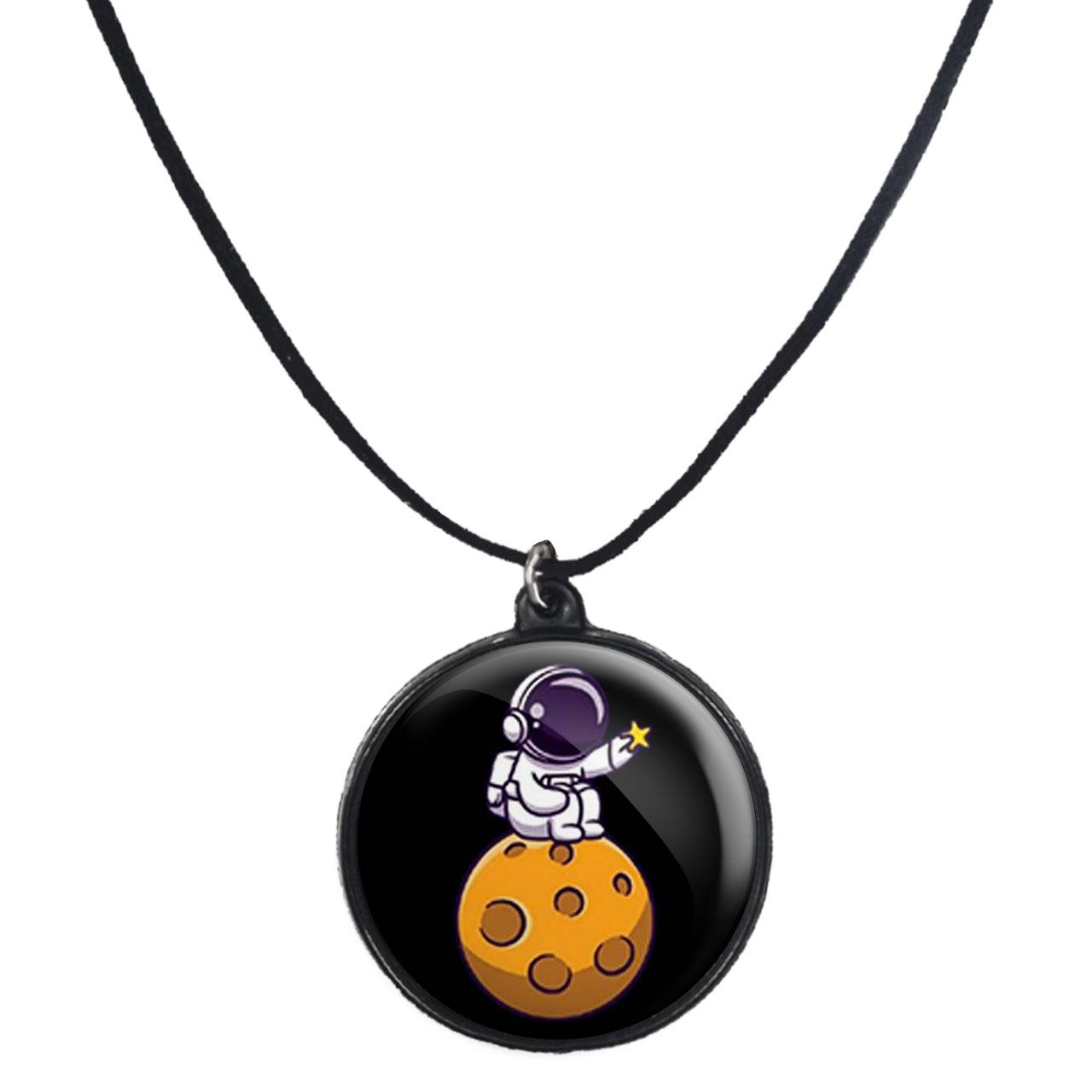 گردنبند پرمانه طرح فضانورد کد pmb.10344 مدل دو طرفه