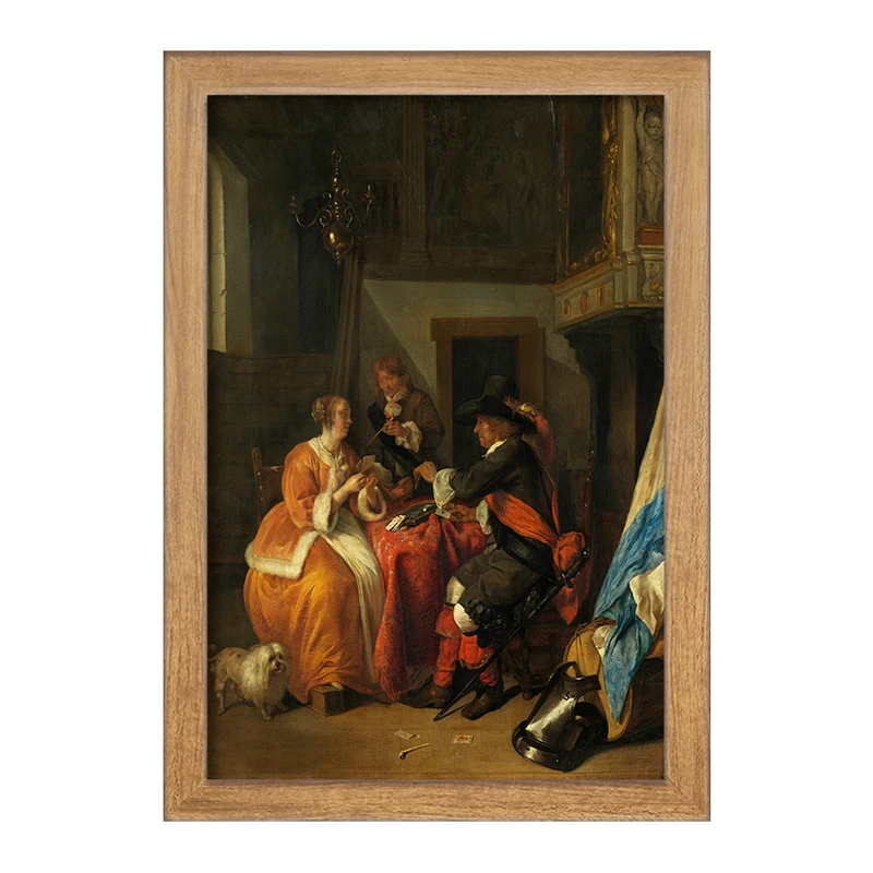 تابلو خندالو مدل نقاشی بازی با ورق اثر گابریل متسو کد F12278