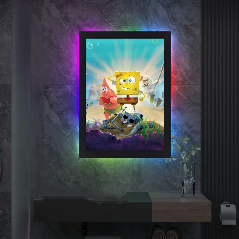 تابلو نوری طرح باب اسفنجی مدل کنترلی مولتی کالر RGB