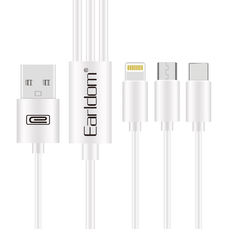 کابل تبدیل USB به USB-C / MicroUSB / لایتنینگ ارلدام مدل EC-IMC018 طول 1.2 متر