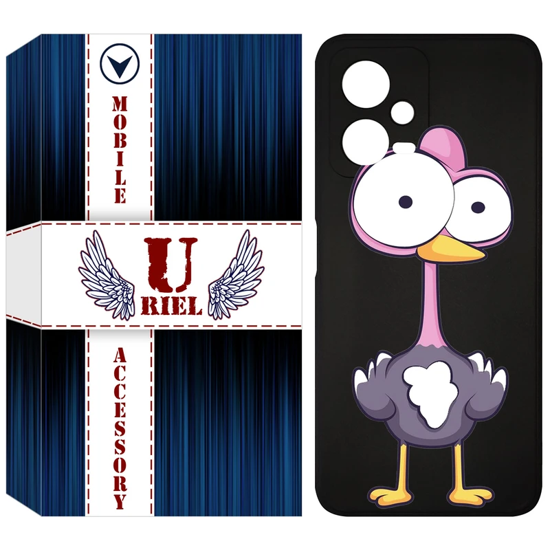 کاور یوریل قاب مدل KSH کد 43 طرح شترمرغ مناسب برای گوشی موبایل شیائومی Poco X5 / Redmi Note 12 5G