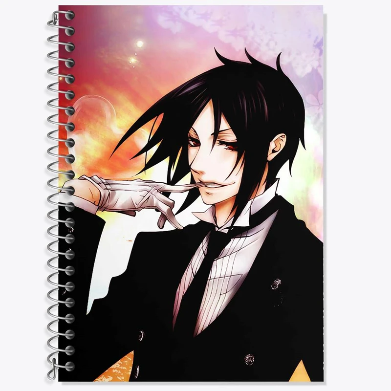 دفتر زبان 50 برگ خندالو مدل سه خط طرح سباستین انیمه خادم سیاه Black Butler کد 16332