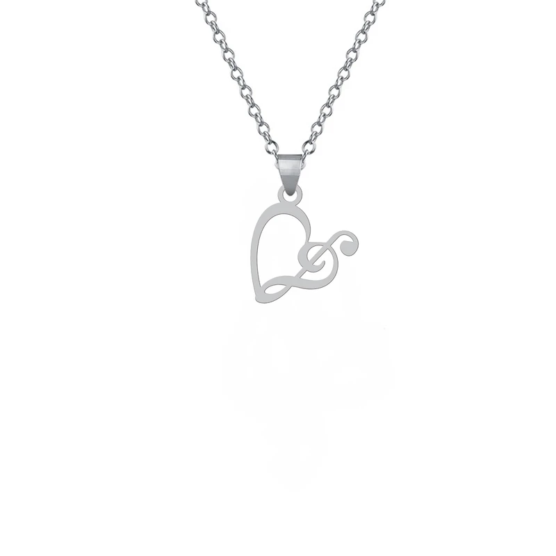 گردنبند زنانه هایکا مدل قلب و نت موسیقی کد h1037