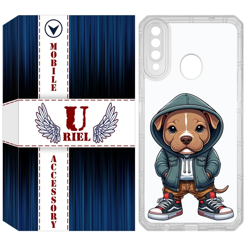 کاور یوریل مدل Clear کد 66 طرح سگ قهوه ای مناسب برای گوشی موبایل سامسونگ Galaxy A20s