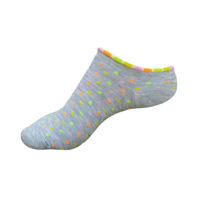 جوراب ساق کوتاه دخترانه مدل خال خالی تاج دار کد 2