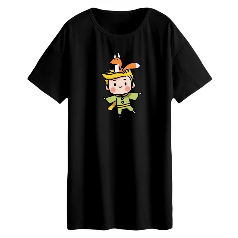 تی شرت لانگ زنانه مدل شازده کوچولو و روباه کد 3