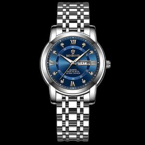 ساعت مچی عقربه‌ای کوارتز زنانه بین باند مدل ریز بافت نگینی کد 001