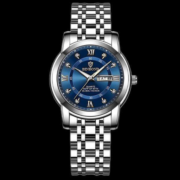 ساعت مچی عقربهای کوارتز زنانه بین باند مدل ریز بافت نگینی کد 001