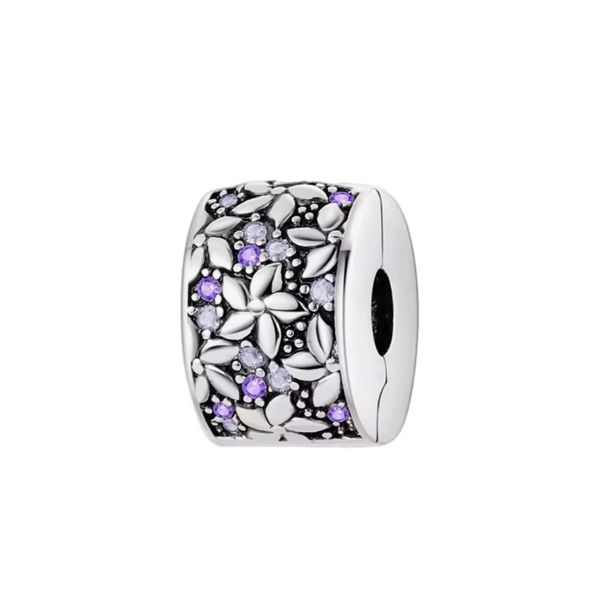 آویز گردنبند نقره زنانه پاندورا مدل Purple daisy charm clips 65278